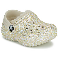 Shoes Children Clogs Crocs Classic Lined Glitter Clog T Beige / Gold