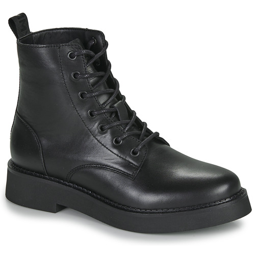Shoes Women Mid boots Tommy Jeans TJW LACE UP FLAT BOOT Black