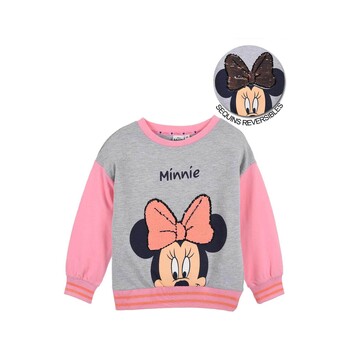 Clothing Girl Sweaters TEAM HEROES  SWEAT MINNIE MOUSE Pink / Grey