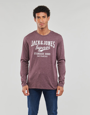 Clothing Men Long sleeved tee-shirts Jack & Jones JJLOGO TEE LS O-NECK 1 COL MEL Bordeaux