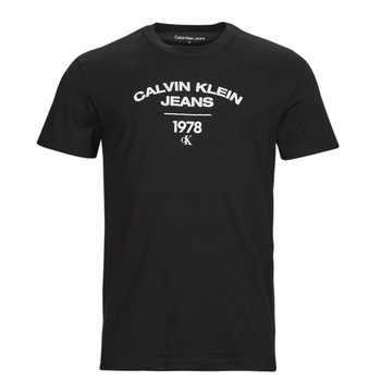 Clothing Men Short-sleeved t-shirts Calvin Klein Jeans VARSITY CURVE LOGO T-SHIRT Black