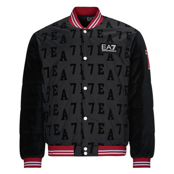 Clothing Men Jackets Emporio Armani EA7 UNIVERSITY SQUAD BOMBER JKT Black / White / Red