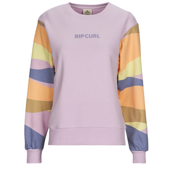 Clothing Women Sweaters Rip Curl CREW WAVY PRINT SLEEVES Mauve / Multicolour