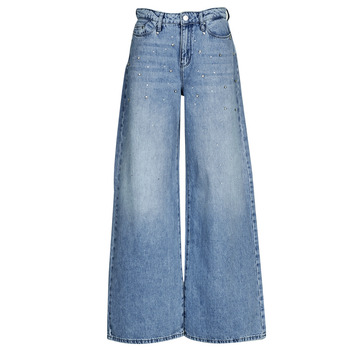 Clothing Women Flare / wide jeans Karl Lagerfeld EMBELLISHED WIDE LEG DENIM Blue