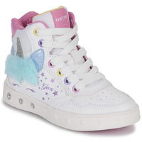 Shoes Girl Hi top trainers Geox J SKYLIN GIRL C White / Blue