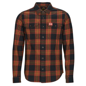 Clothing Men Long-sleeved shirts Superdry COTTON WORKER CHECK SHIRT Multicolour