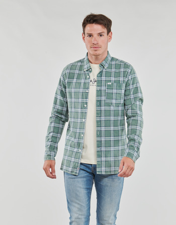 Clothing Men Long-sleeved shirts Pepe jeans CROW Green