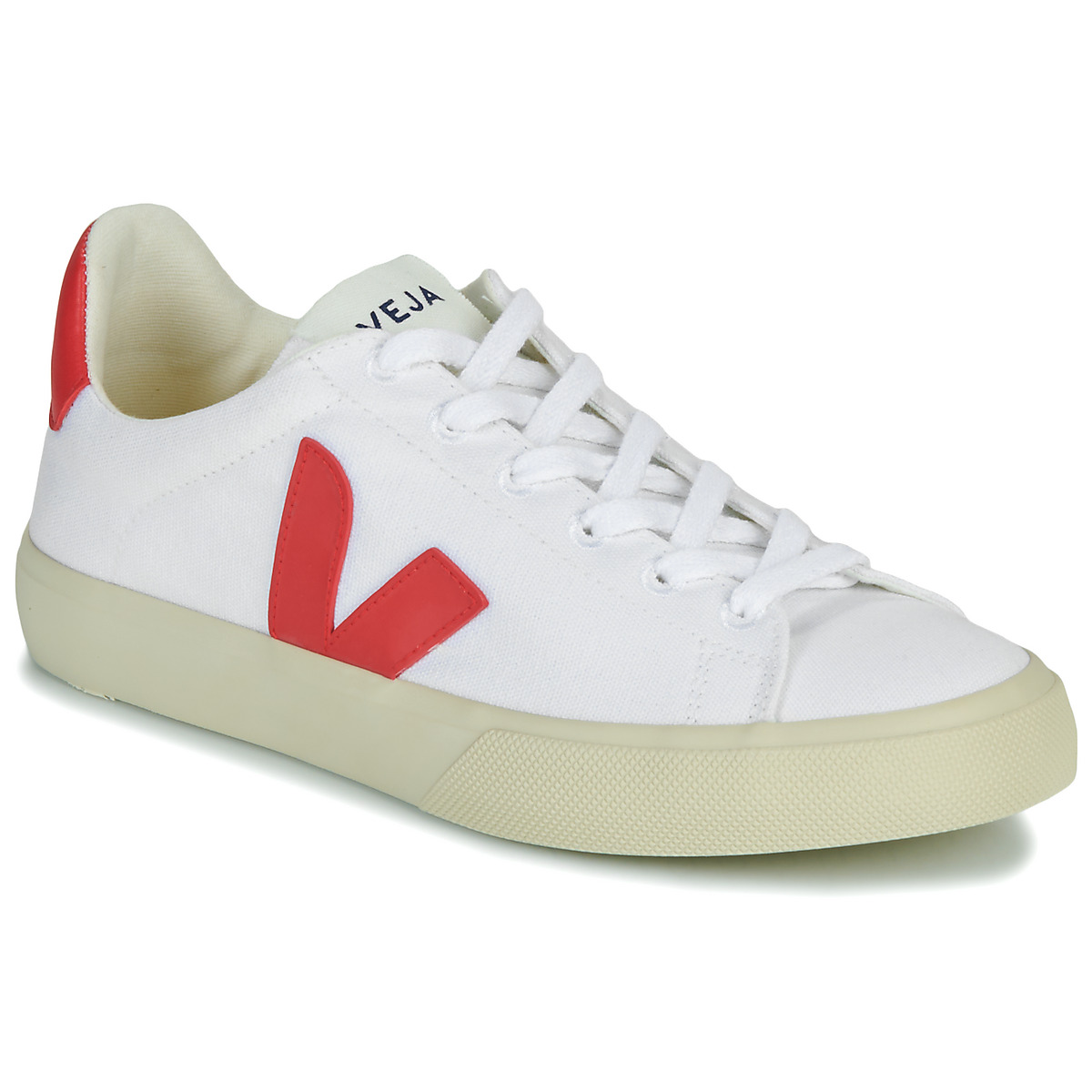 Shoes Low top trainers Veja CAMPO CANVAS White / Red