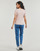 Clothing Women Short-sleeved t-shirts Calvin Klein Jeans WOVEN LABEL RIB V-NECK TEE Beige