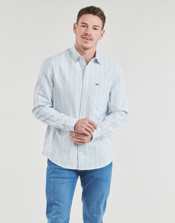 Clothing Men Long-sleeved shirts Tommy Jeans TJM REG OXFORD STRIPESHIRT Blue