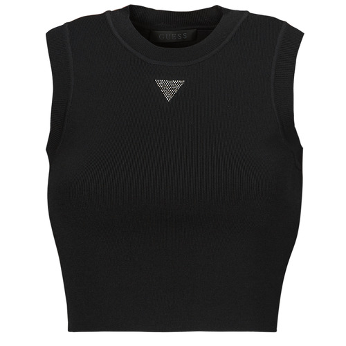 Clothing Women Tops / Sleeveless T-shirts Guess ALEXIA TANK Black