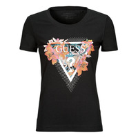 Clothing Women Short-sleeved t-shirts Guess TROPICAL TRIANGLE Black