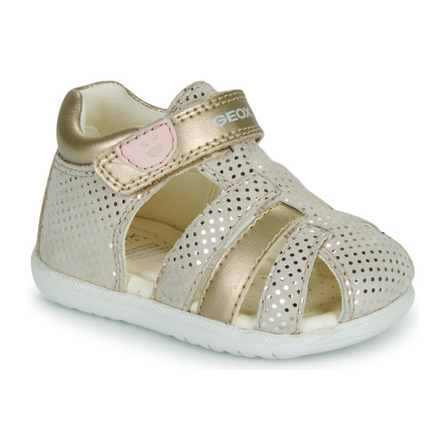 Shoes Girl Sandals Geox B SANDAL MACCHIA GIR Beige / Gold