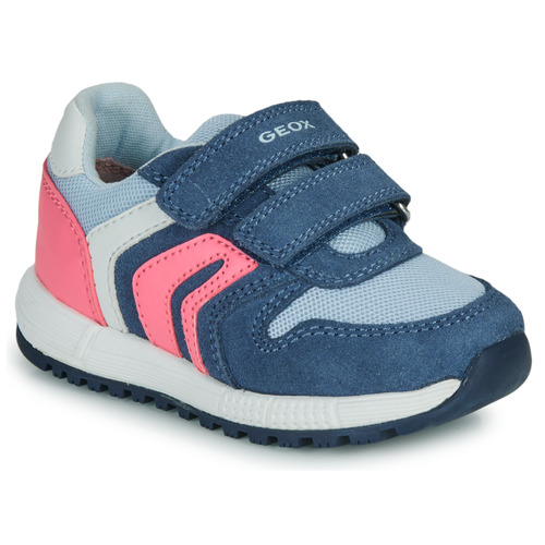 Shoes Girl Low top trainers Geox B ALBEN GIRL Blue / Pink