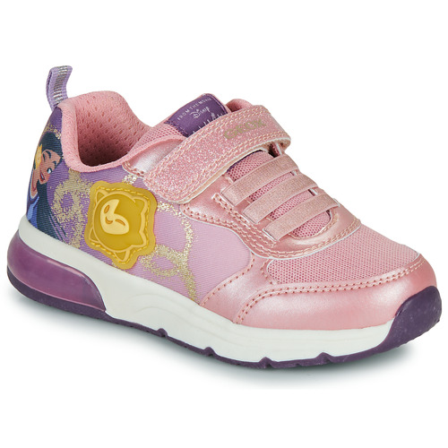 Shoes Girl Low top trainers Geox J SPACECLUB GIRL Pink / Purple