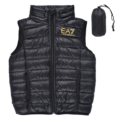 Clothing Boy Duffel coats Emporio Armani EA7 CORE ID DOWN WAISTCOAT Black