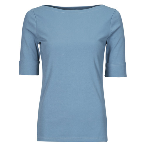 Clothing Women Short-sleeved t-shirts Lauren Ralph Lauren JUDY-ELBOW SLEEVE-KNIT Blue