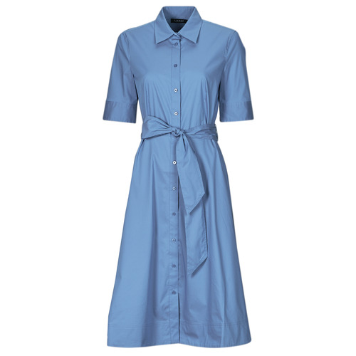 Clothing Women Long Dresses Lauren Ralph Lauren FINNBARR-SHORT SLEEVE-CASUAL DRESS Blue