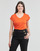 Clothing Women Short-sleeved t-shirts Pieces PCBILLO TEE LUREX STRIPES Orange