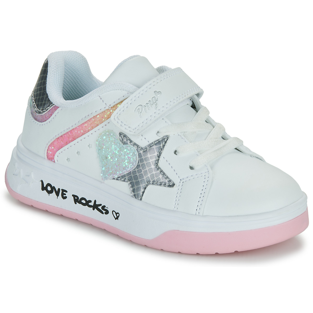 Shoes Girl Low top trainers Primigi B&G GLAM White / Pink / Silver