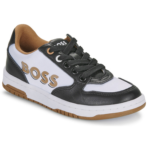 Shoes Boy Low top trainers BOSS CASUAL J50861 Black / White / Camel