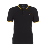 Clothing Men Short-sleeved polo shirts Fred Perry SLIM FIT TWIN TIPPED Black / Yellow