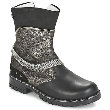 Shoes Girl Mid boots Ikks ROBERTA Black / Grey