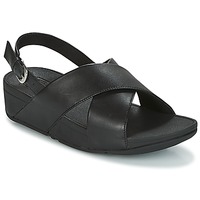 Shoes Women Sandals FitFlop LULU CROSS BACK-STRAP SANDALS - LEATHER Black