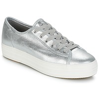Shoes Women Low top trainers Keds TRIPLE KICK METALLIC SUEDE Silver